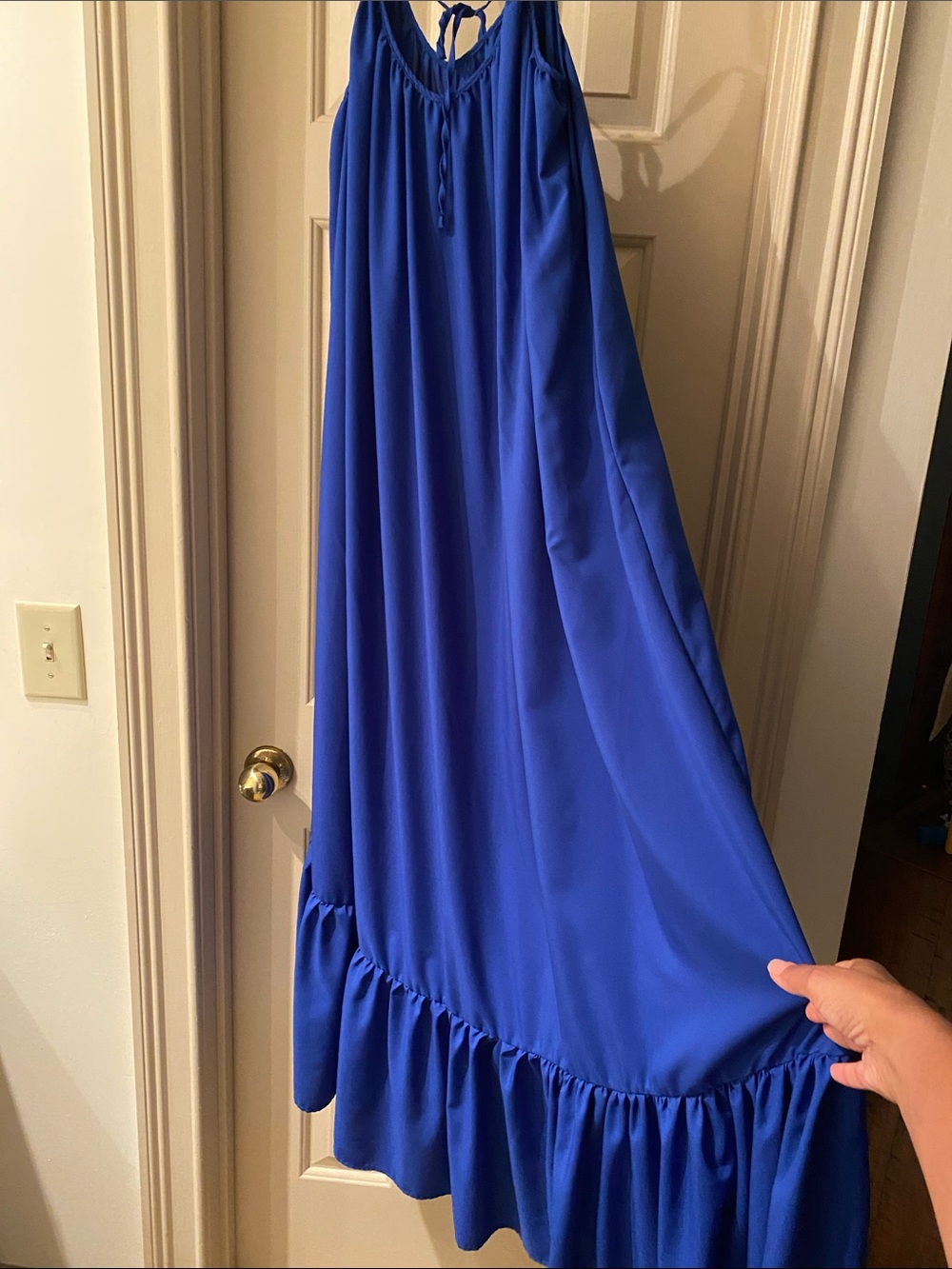 Royal Blue Ruffle Hem Maxi Skirt